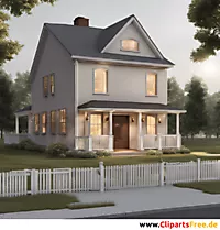 House in the village 3D illustration, clipart