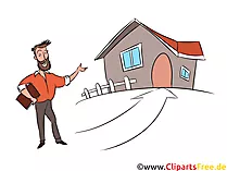 Haus kaufen über Makler Clipart, Illustration, Bild, Grafik gratis