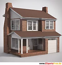 House with chimney and garage 3D clipart