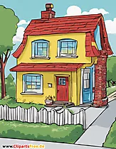 House with front yard free clipart illustration