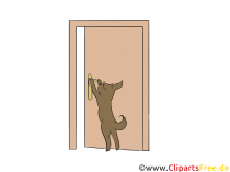 Hund öffnet Tür Clipart, Bild, Illustration