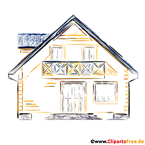 Landhaus Skizze, Zeichnung, Bild