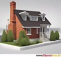 Beautiful detached house with front yard 3D clipart