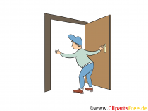 Tischler baut Tür ein Clipart Handwerk