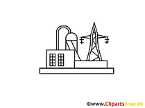 Stromerzeugung, Kraftwerk Zeichnung, Grafik, Clipart, Bild