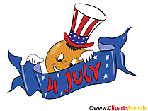 4 Juli Amerika Unabhängigkeitstag Grusskarte, Clipart, Bild, Cartoon