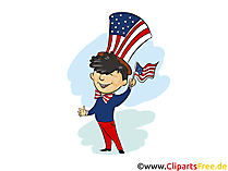 4 Juli Feiertag Clipart, Bild, Grusskarte, Cartoon gratis