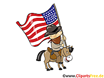 4 Juli USA Unabhängigkeitstag Grusskarte, Clipart, Bild, Cartoon