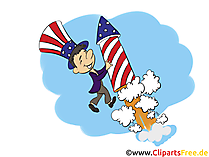 4th of July Fireworks Clipart, Bild, Grusskarte gratis