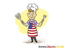 Barbecue 4th July Illustration, Clipart, Bild, Grusskarte gratis