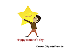 Weltfrauentag Glueckwunschkarte. Bild, Cartoon