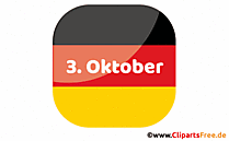 3. Oktober Button mit Farben der deutschen Fahne