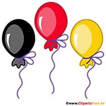 Luftballons in Schwarz, Rot, Gold Farben Bild, Illustration, Clipart