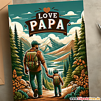 Vater und Sohn wandern im Wald Bild zum Vatertag