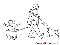 Vatertag Bollerwagen Bild zum Ausmalen