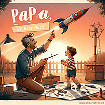Vatertag Karte im Stil 50er Jahre - Bilder Familie