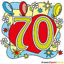 70 Jubiläum Bild, Glückwunschkarte, Clipart