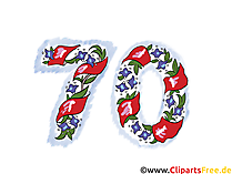 Geburtstag Wünsche 70 Jahre - Clipart Vorlage für Wunschkarte, Einladung, Danksagung