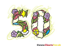 Selamat 50 tahun - clipart, kad ucapan