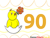 Karte 90 Jahre Geburtstagsgruss, Glückwunsch, Gratulation, Clipart