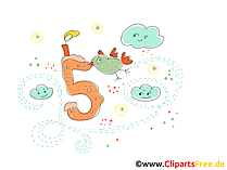 Kinder Grusskarte zum runden Geburtstag 5 Jahre