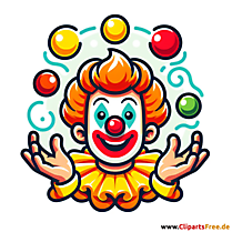 Klaun žongluje s míčky na karneval