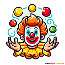 Clown jongliert Bälle Clipart zum Fasching