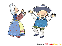 Dorffest mit Tanzen Cartoon, Clipart, Bild, Illustration