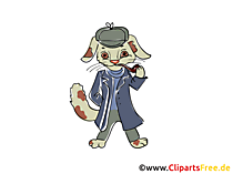 Hase Detektiv Clipart, Bild, Buchillustration, Grafik