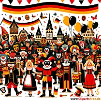 Karnaval yn Dútslân kleurige yllustraasje
