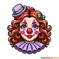 Make-up dívka klaun klipartový obrázek pro karneval