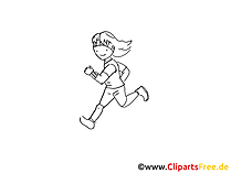 Joggen Zeichnung schwarz-weiss, Bild, Clipart, Comic, Cartoon zum Ausmalen
