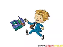 Junge geht in die Schule mit Ranzen Bild, Clipart, Illustration