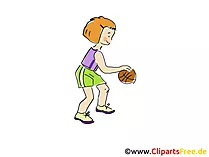 Kind spielt Basketball Bild, Clipart, Comic, Cartoon, Image gratis