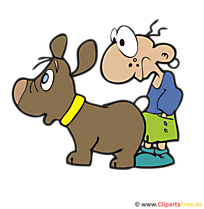 Kind und Hund Cartoon, Bild, Clipart, Illustration