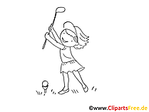 Zeichnung schwarz-weiss Golf spielen