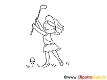 Zeichnung schwarz-weiss Golf spielen