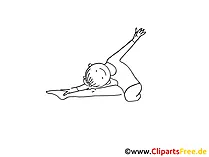 Gymnastik Zeichnung schwarz-weiss, Bild, Clipart, Comic, Cartoon zum Ausmalen