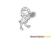 Mädchen mit Tennisschläger Zeichnung schwarz-weiss, Bild, Clipart, Comic, Cartoon Mädchen mit Tennisschläger Zeichnung schwarz-weiss, Bild, Clipart, Comic, Cartoon