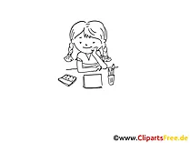 Basteln im Kindergarten Zeichnung, Bild schwarz-weiss, Clipart, Comic, Cartoon kostenlos