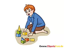 Bausteine spielen, Junge im Kindergarten Bilder, Cliparts, Grafiken