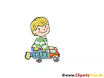 Junge spielt mit Auto Bild, Clipart, Cartoon, Comic gratis