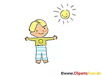 Junge und Sonne Bild, Clipart, Cartoon, Grafik, Comic gratis