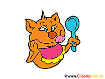 Katze mit Loeffel Clipart, Illustration, Grafik Katze mit Loeffel Clipart, Illustration, Grafik