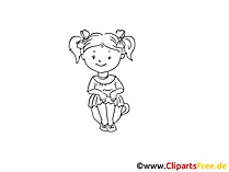 Kind in der Kinderkrippe Zeichnung, Bild schwarz-weiss, Clipart, Comic, Cartoon kostenlos