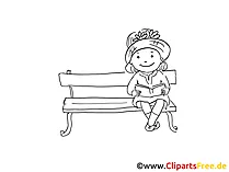 Kind liesst ein Buch im Park Clipart, Grafik, Bild gratis