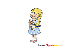 Kleines Mädchen in der Krippe Bild, Clipart, Cartoon, Grafik, Comic gratis