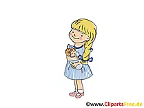 Kleines Mädchen in der Krippe Bild, Clipart, Cartoon, Grafik, Comic gratis