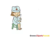 Krankenschwester im Kindergarten Bild, Clipart, Cartoon, Grafik, Comic gratis