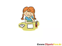 Mädchen macht Hausaufgaben Bild, Clipart, Cartoon, Grafik, Comic gratis